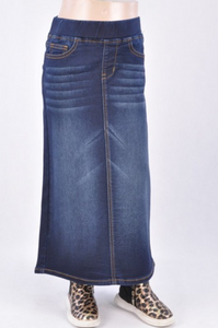 girls long denim skirt