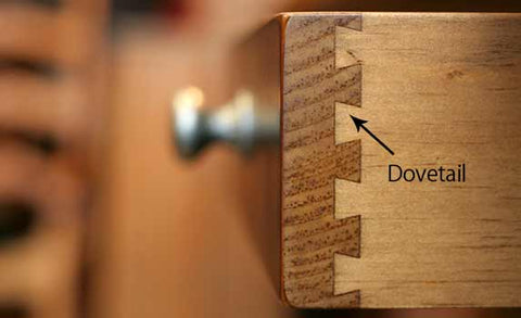 image showing where dovetail joint is on a drawer