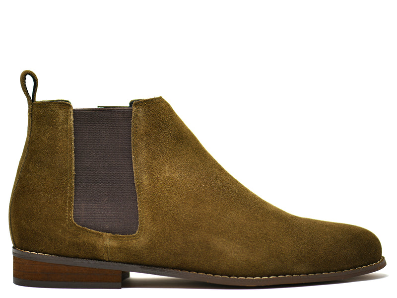 olive chelsea boots mens