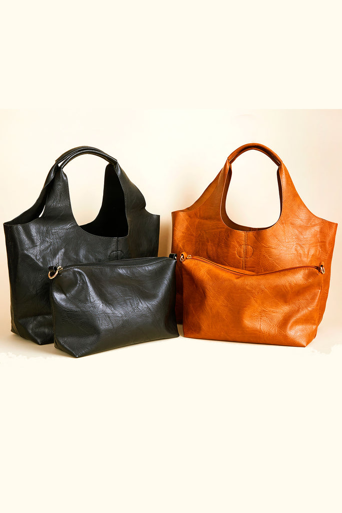 Vegan Leather Hobo Bag (comes with detachable insert small bag ...