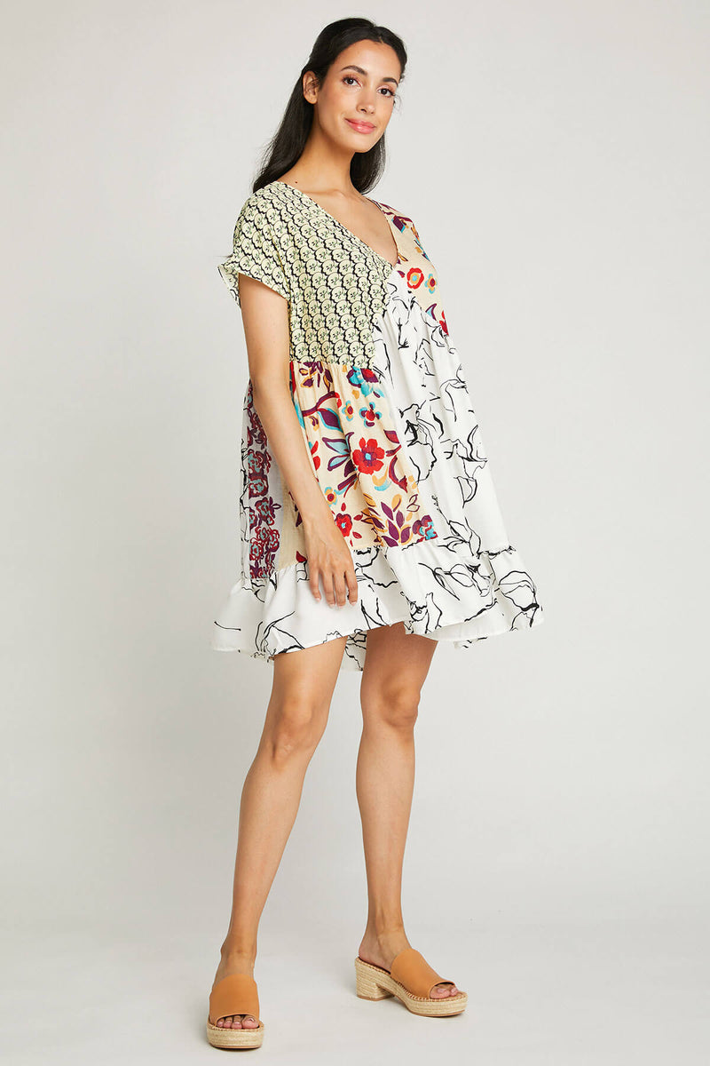 Bucketlist Floral/Abstract Print Mini Dress