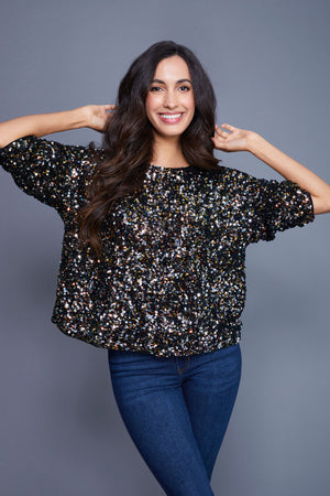 By Together Sequin 3/4 Sleeve Top 