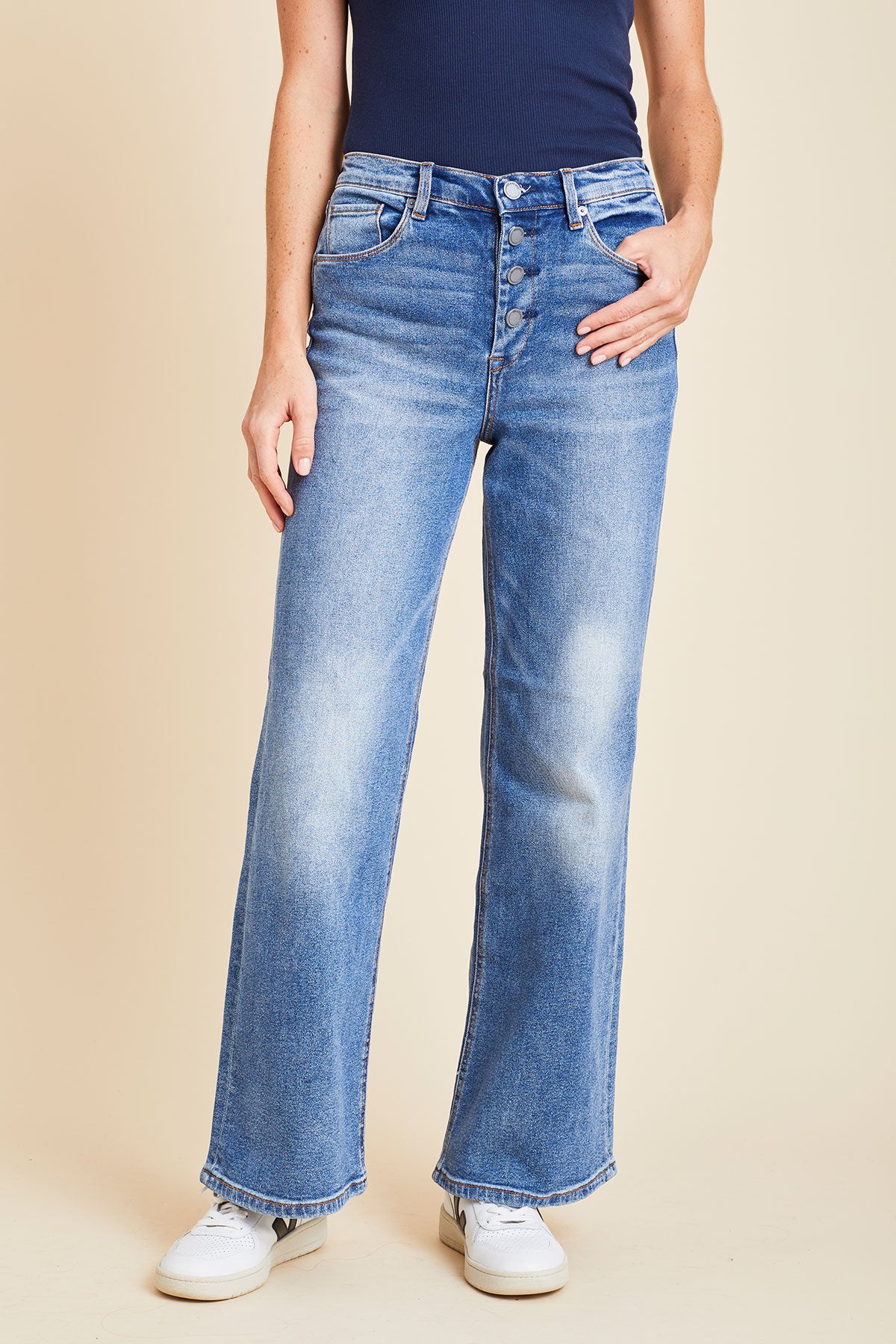 wide leg ankle length jeans