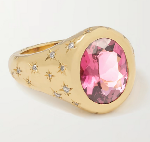 Octavia Elizabeth Imogen 18-Karat Recycled Gold, Rubellite and Diamond Ring