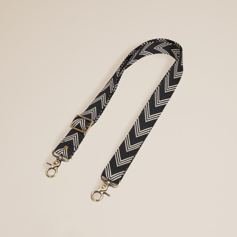 Chevron Track Adjustable Bag Strap Black and White - Pepper and Grace