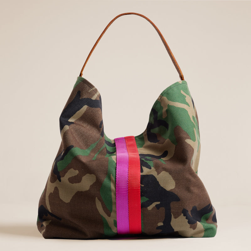 XL Jane - Slouch Bag - Nylon Camo with Pink and Red Stripe - Parker Thatch product image