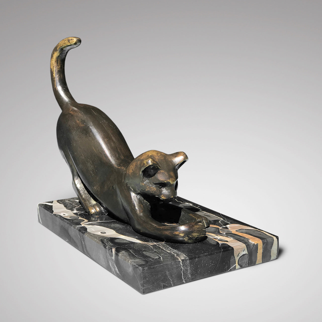 Stretching Cat Animal Statue Small Bronze Ornament Bronze 