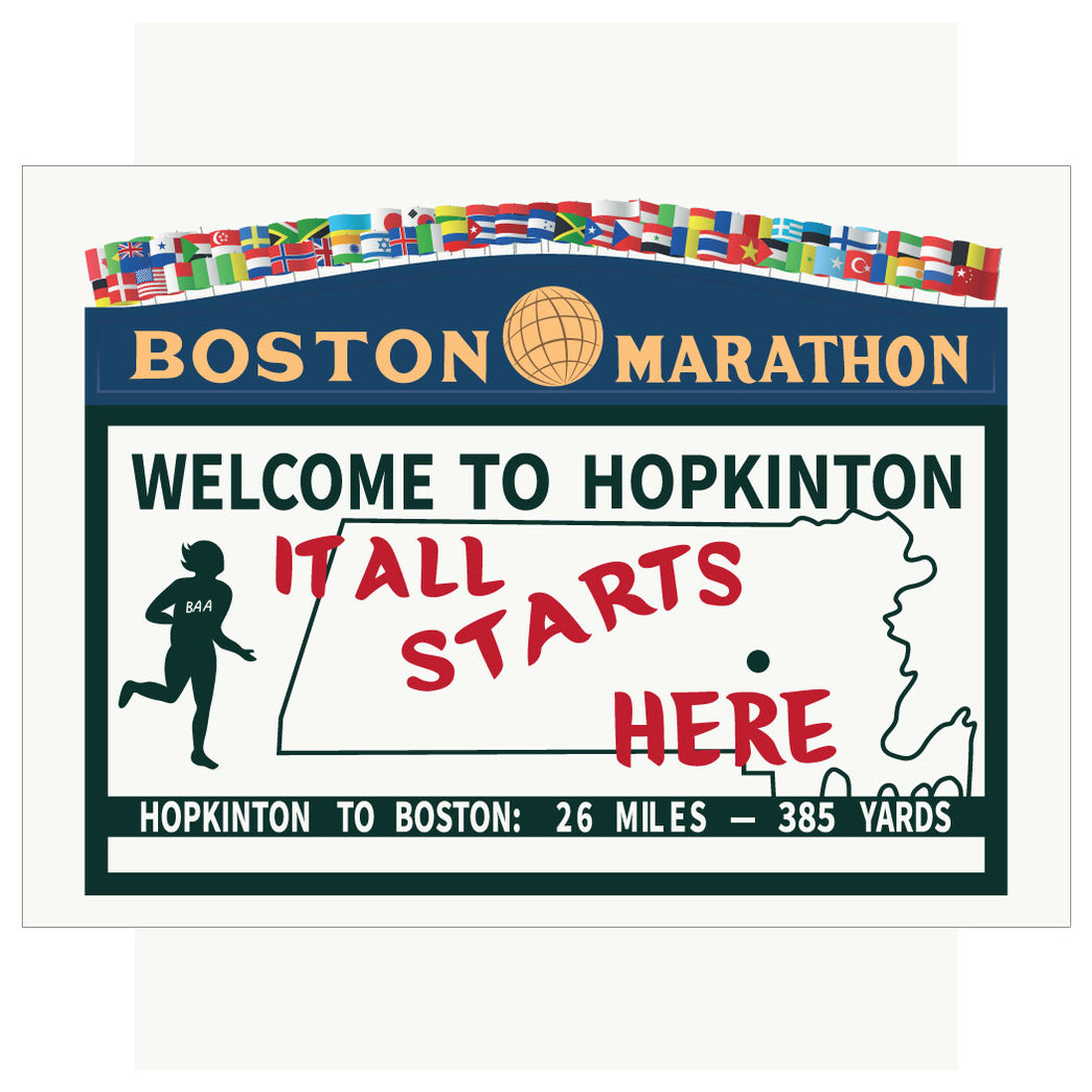 Boston Marathon Welcome to Hopkinton Sign Print – Fridgedoor