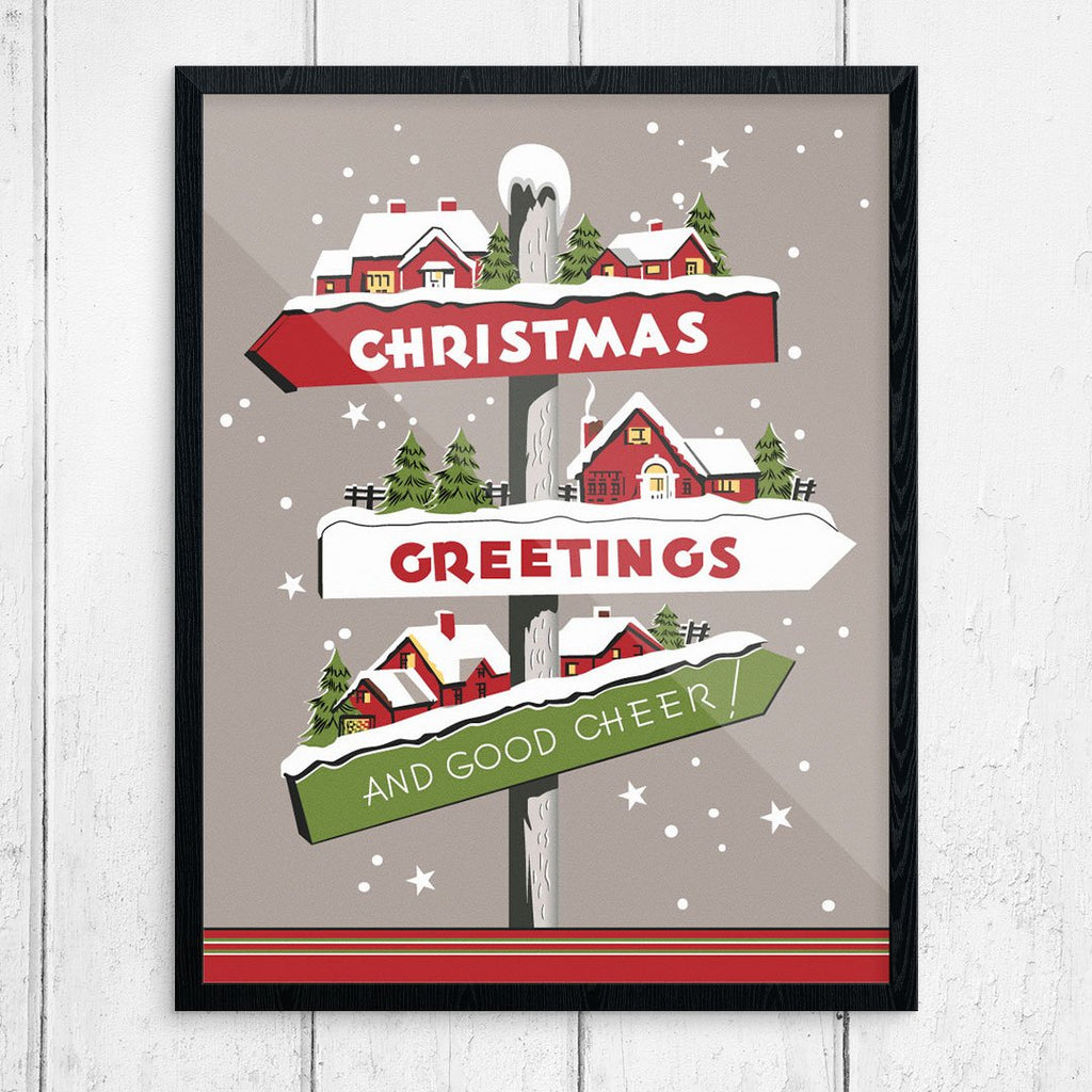 Christmas Greetings & Holiday Cheer! Signpost Print