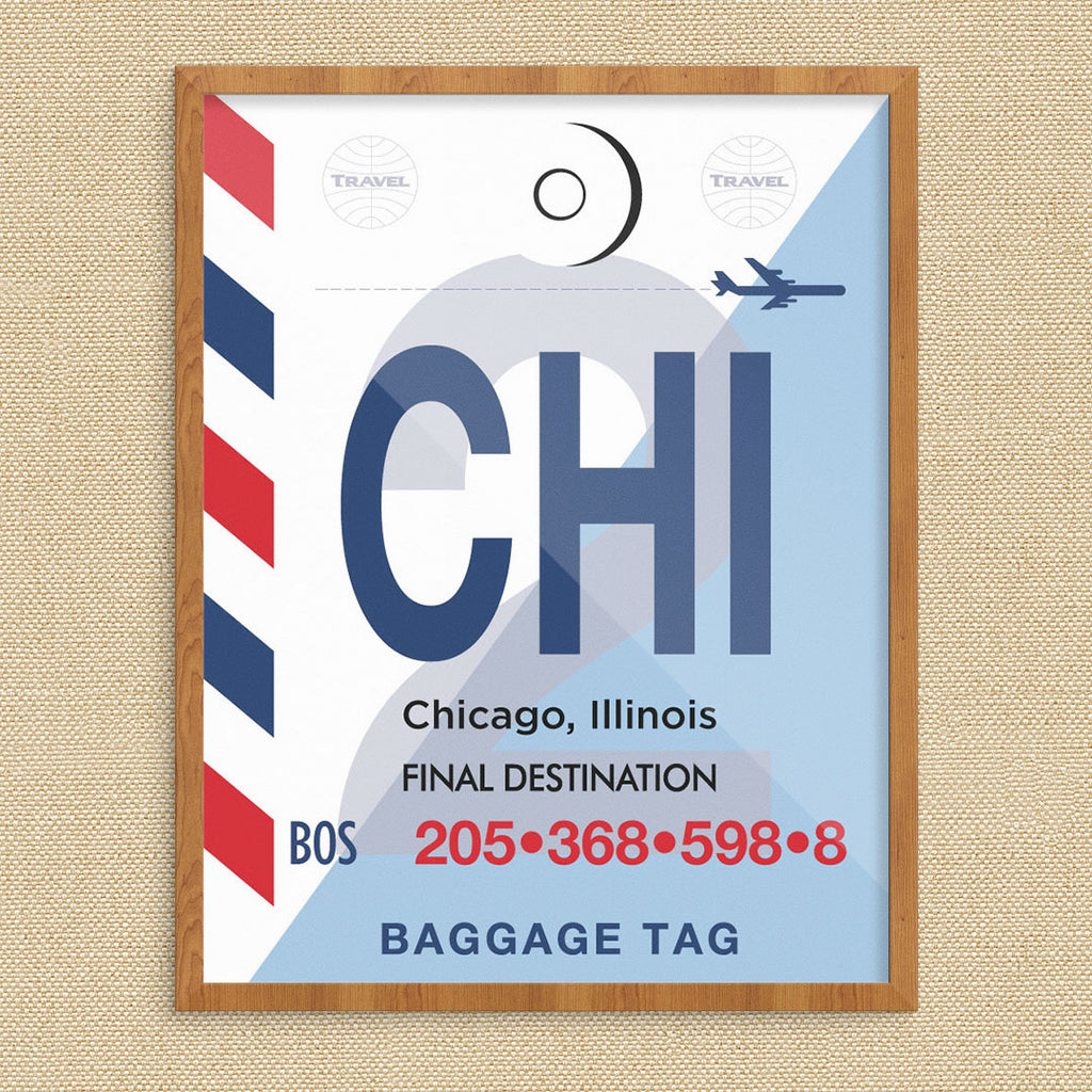 Chicago Striped Luggage Print Fridgedoor