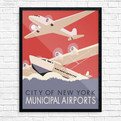 city of new york municipal airports poster