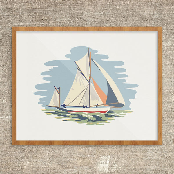 Paint by Number Ship Under Sail Finished Print 11 x 14 Print