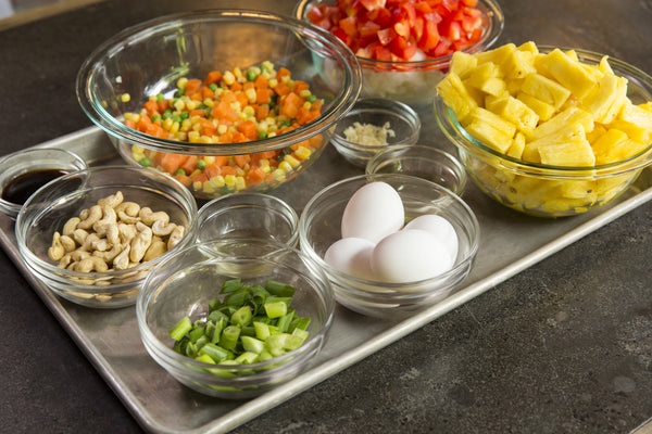 preparing the ingredients for the fried rice