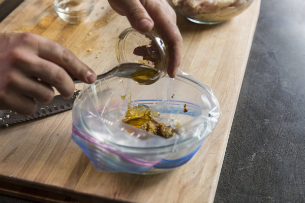 preparing the chicken marinade