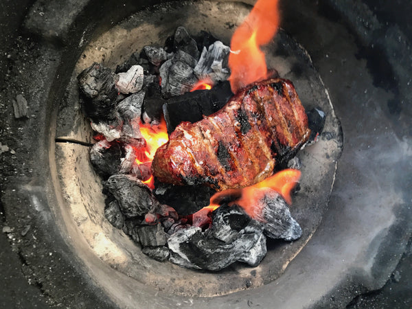 NY Strip over Fogo Charcoal