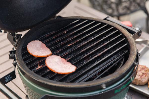 Grilling the ham over Fogo Charcoal