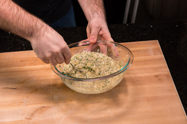 mixing the ingredients in the bowl