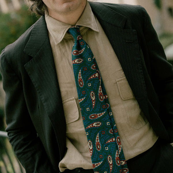 Green Paisley Print Tie – JMueser