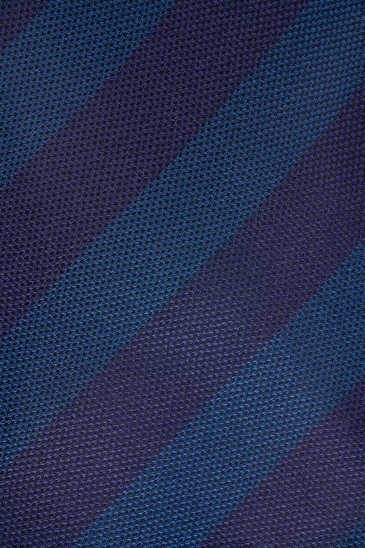 Silk Tie - Textured Blue and Purple Stripe.