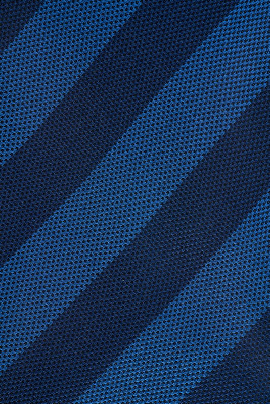 Silk Tie - Textured Light Blue and Dark Blue Stripe.