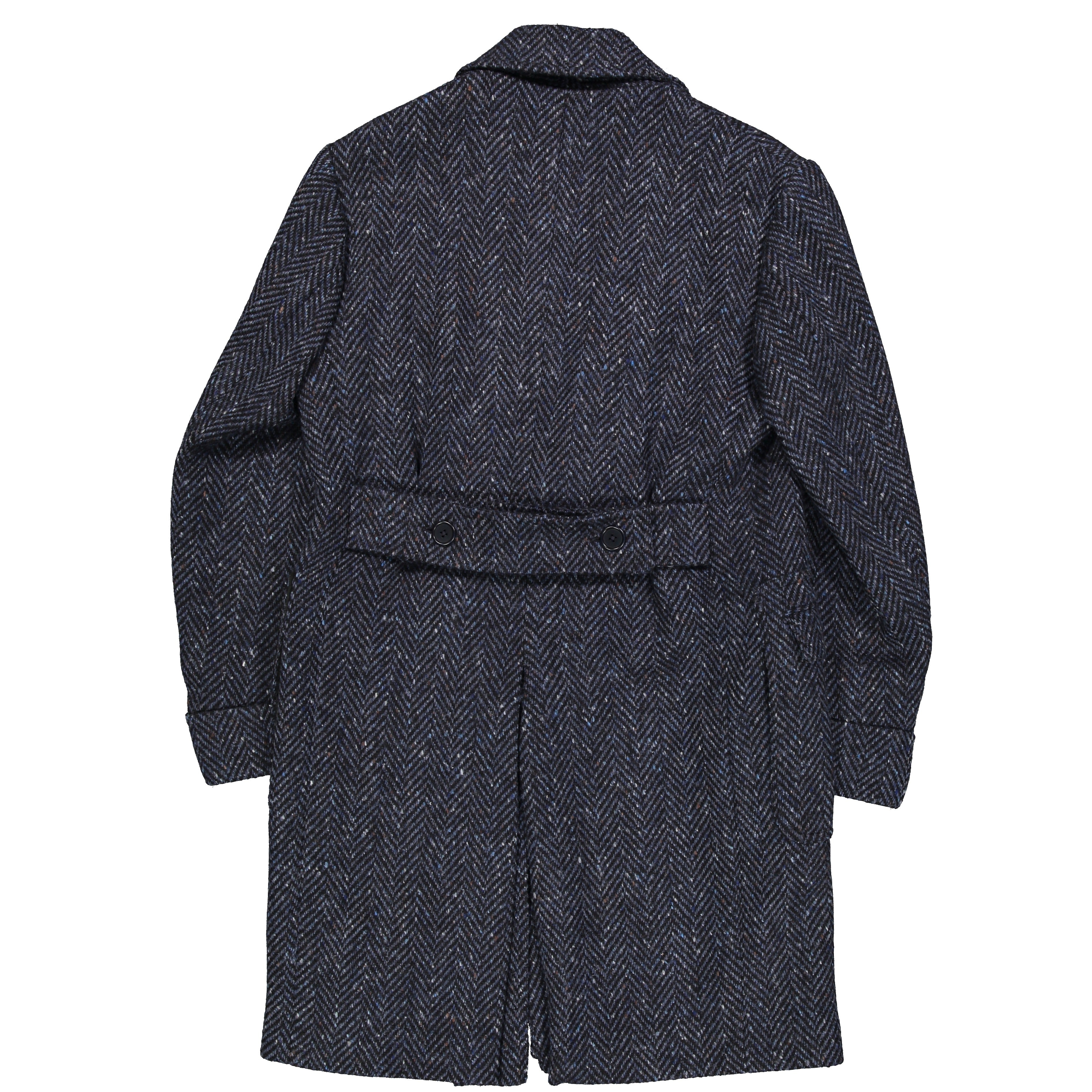 Blue Herringbone Tweed Overcoat