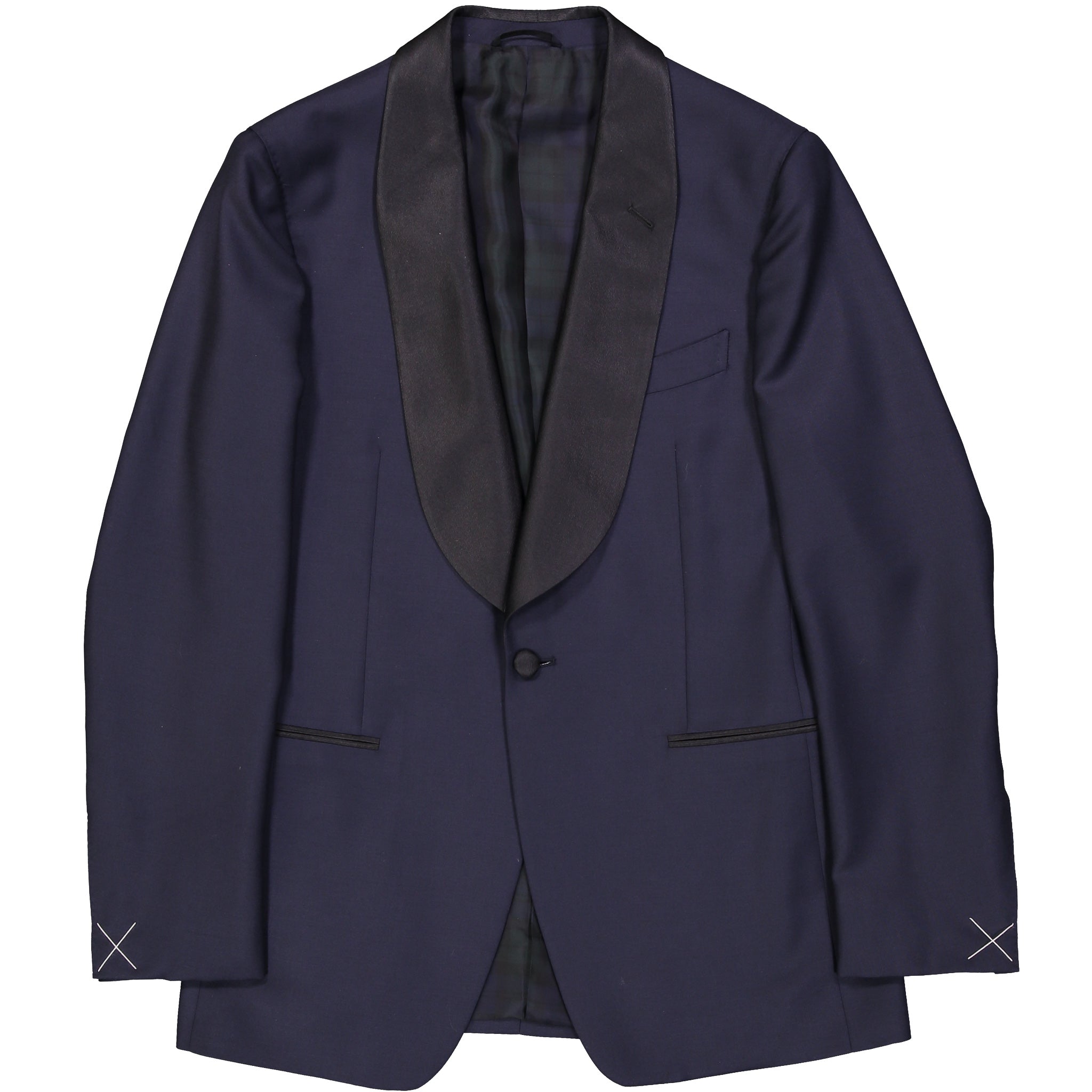 Midnight Navy Barathea Tuxedo with Tartan Lining