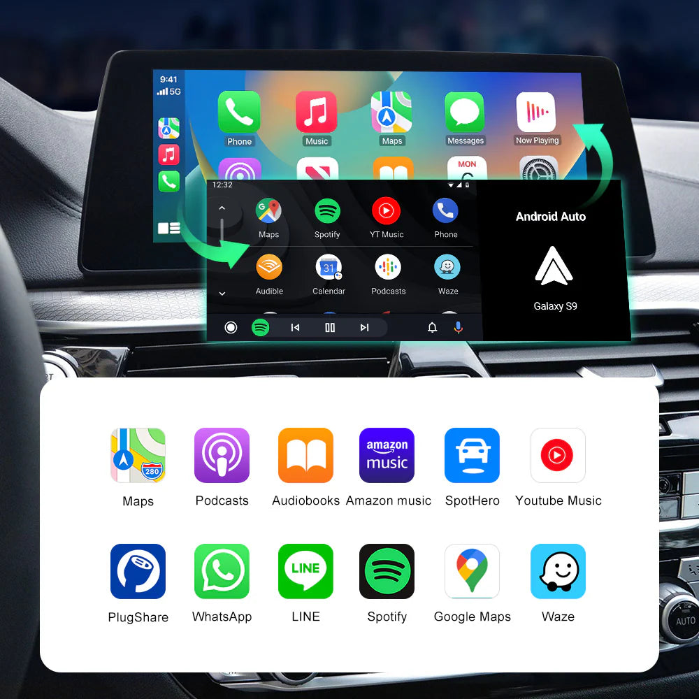 Écran BMW affichant les applications CarPlay sur l’écran central