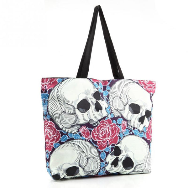 Skull Head Print Tote Bag - My Niche Deals