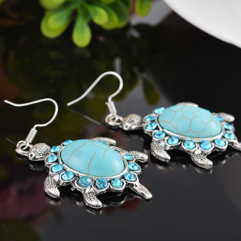 Fashion Turquoise Rhinestone Turtle Dangle Earring - Free Shipping ...