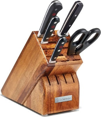  Messermeister 4” Folding Steak Knife Set in Leather Roll -  German X50 Stainless Steel & Carbonized Wood Handle - Rust Resistant & Easy  to Maintain - Includes 4 Knives & Leather