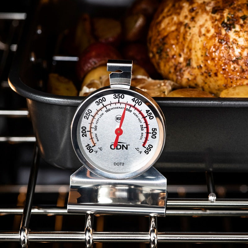 CDN DSP1-S 6 3/4 Silver Digital Dual-Sensing Cooking Thermometer and 10  Hour Kitchen