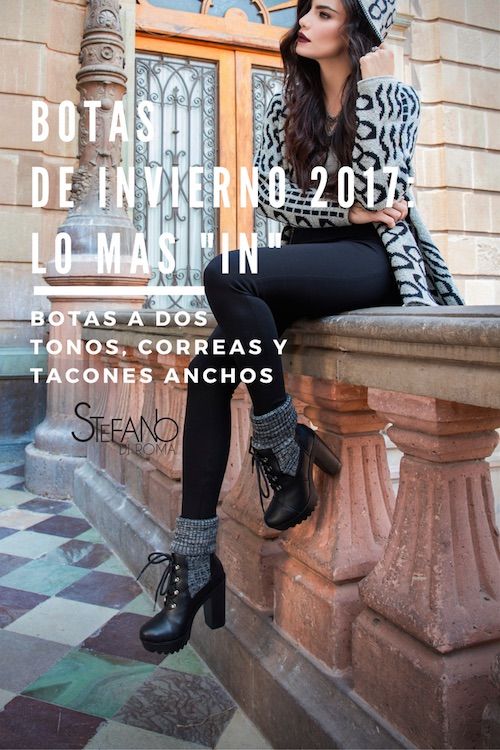 Botas de invierno 2017: botas a dos tonos con correas y tacones anchos!