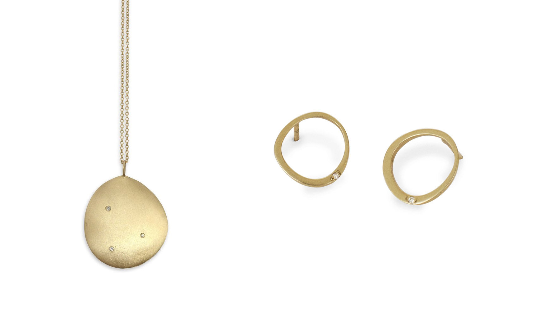 Large Disc Pendant and Offset Circle Stud Jewelry for Work