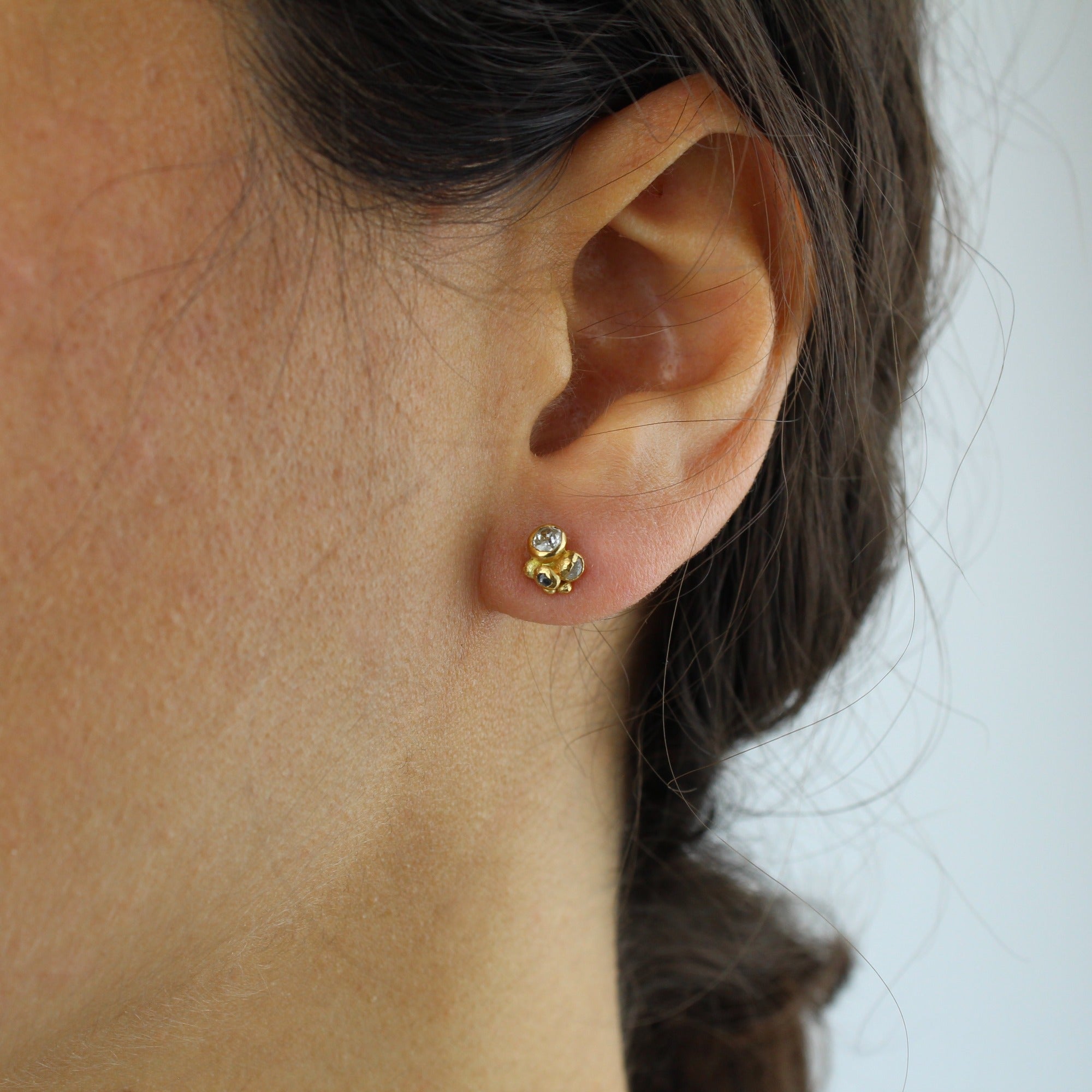 mixed diamond cluster studs, ruth tomlison