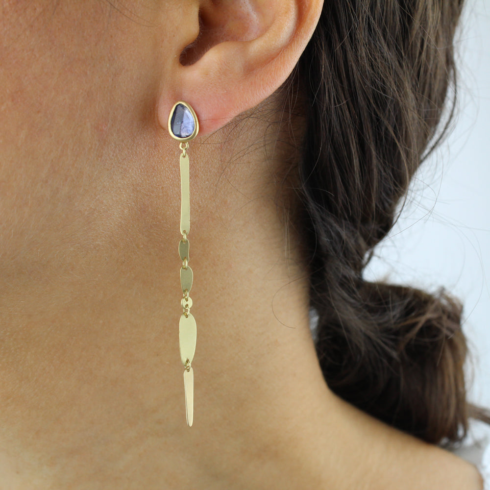 sapphire + totem link earrings