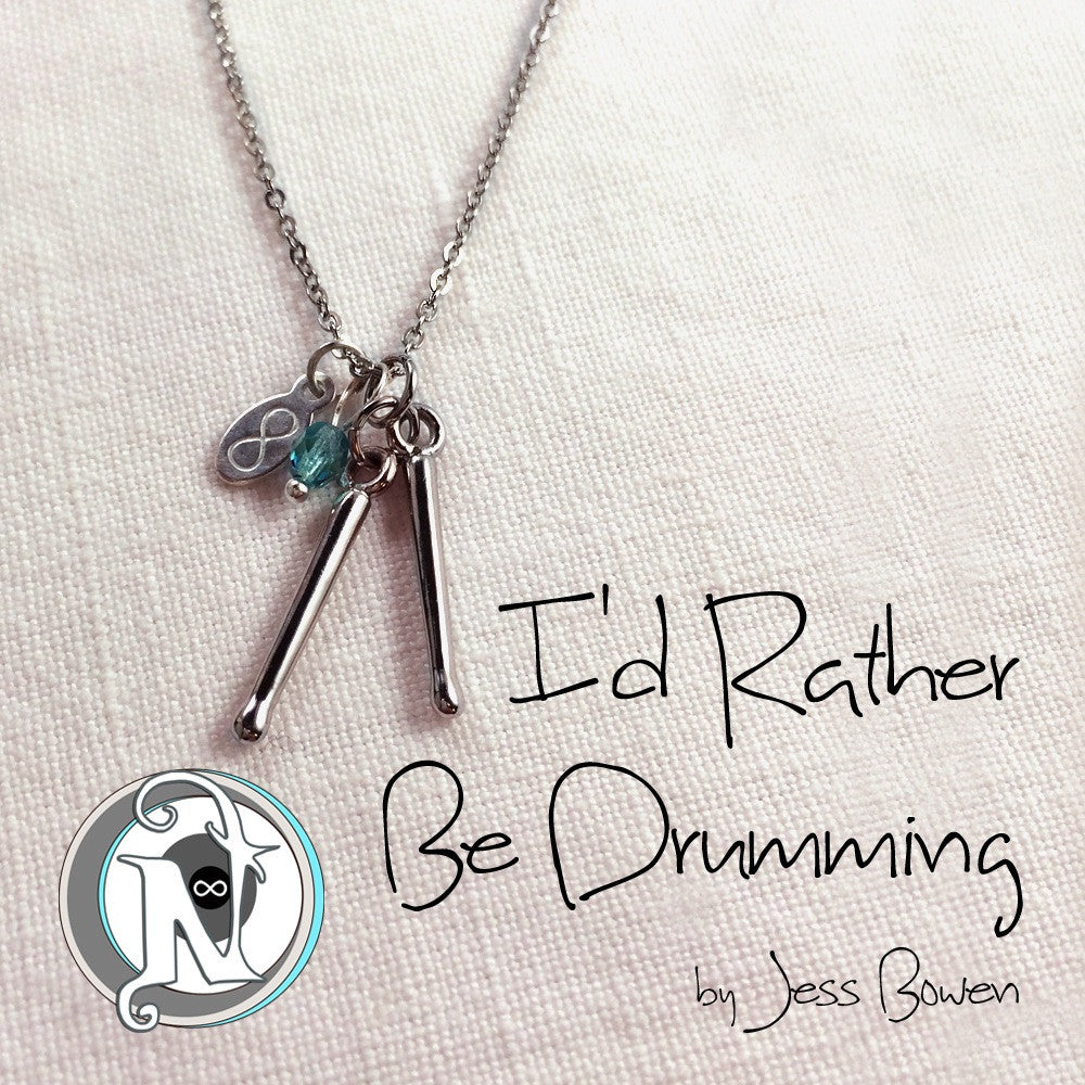 Necklace I'd Rather Be Drumming by Jess Bowen