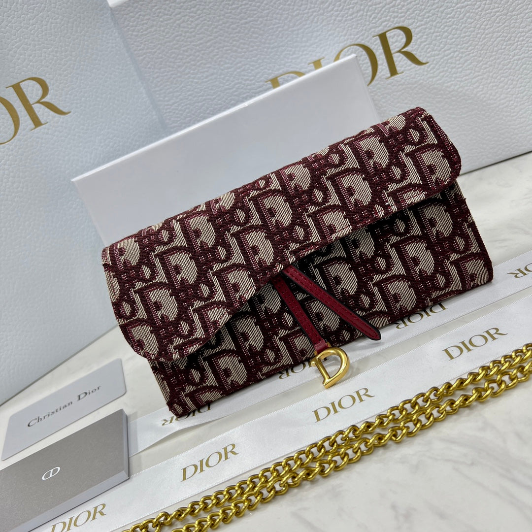 Dior canvas long women's wallet and shoulder bag two-piece set