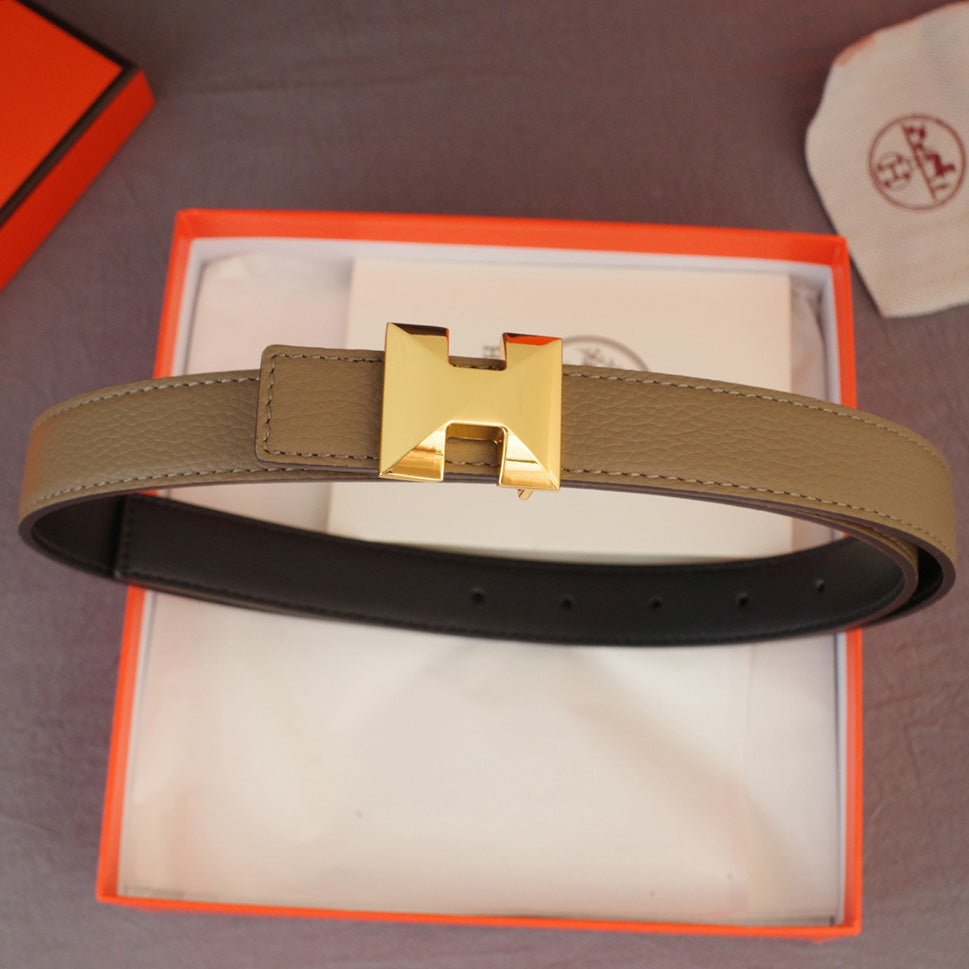 Hermes Fashion Men's and Women's Letter Buckle Lychee Pattern Belt