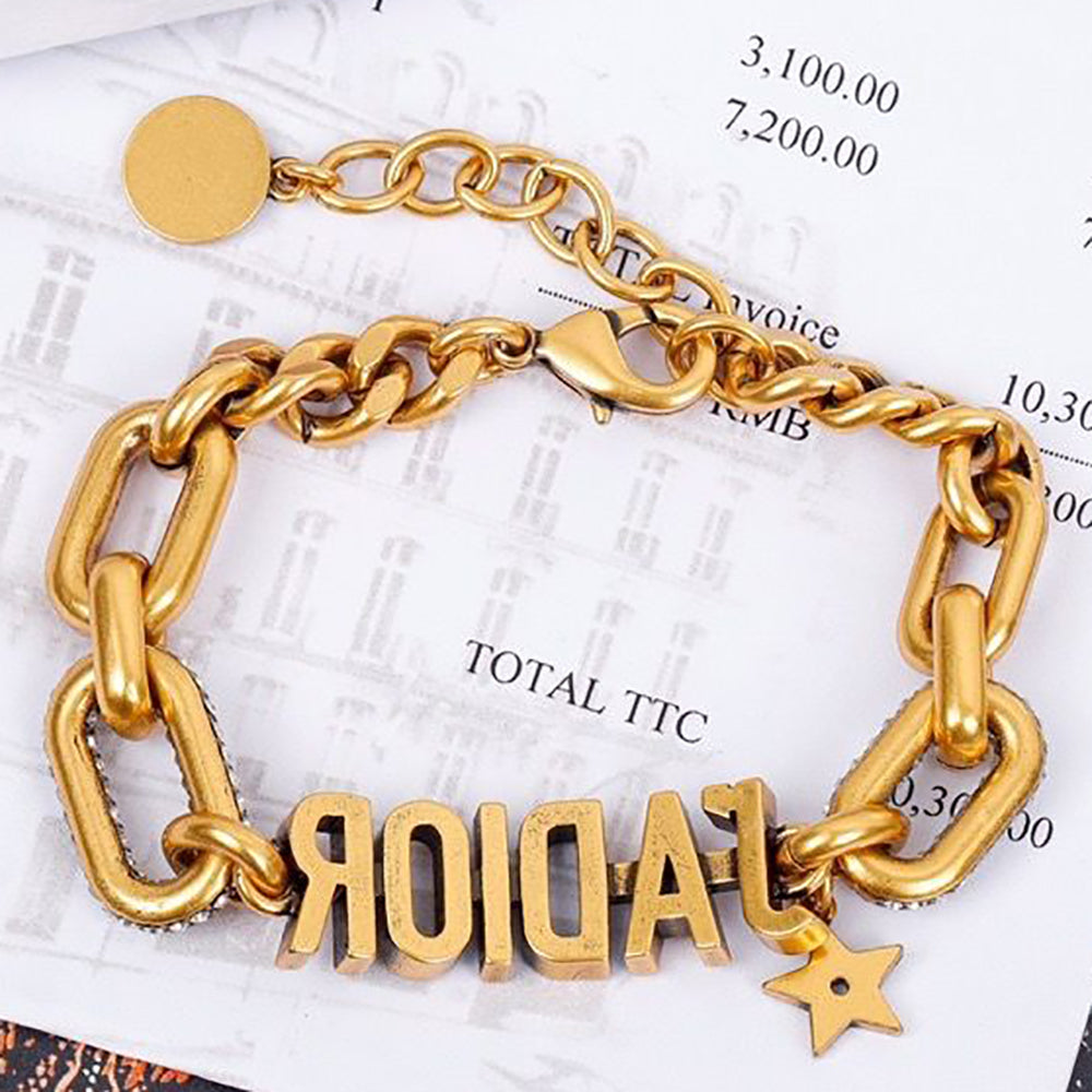 Christian Dior Vintage Letter Logo Women's Charm Bracelet