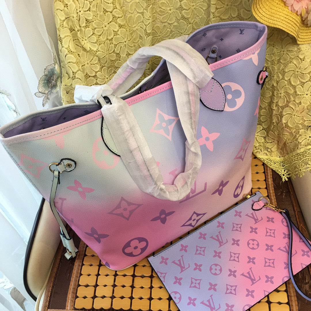 LOUIS VUITTON LV NEVERFULL MM SHOPPING BAG SHOULDER BAG TWO-PIECE SET