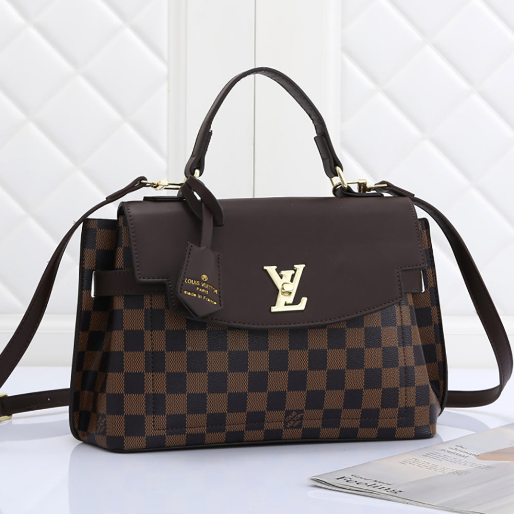 LV Louis Vuitton Patchwork Color Letter Print Women Shopping Tote Shoulder Bag