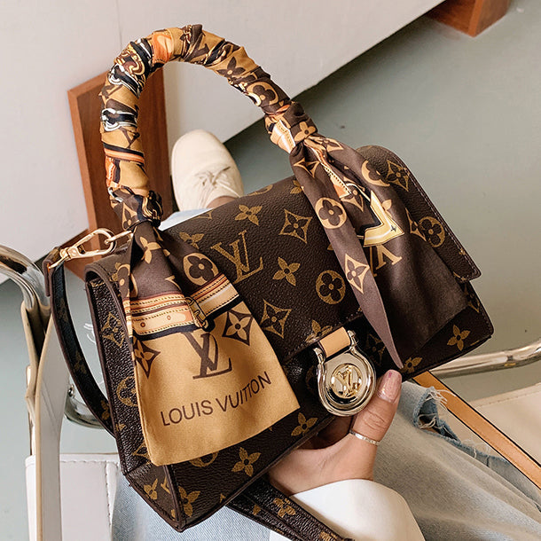 Louis Vuitton LV retro tote bag satin silk scarf satchel fashion lady shoulder messenger bag