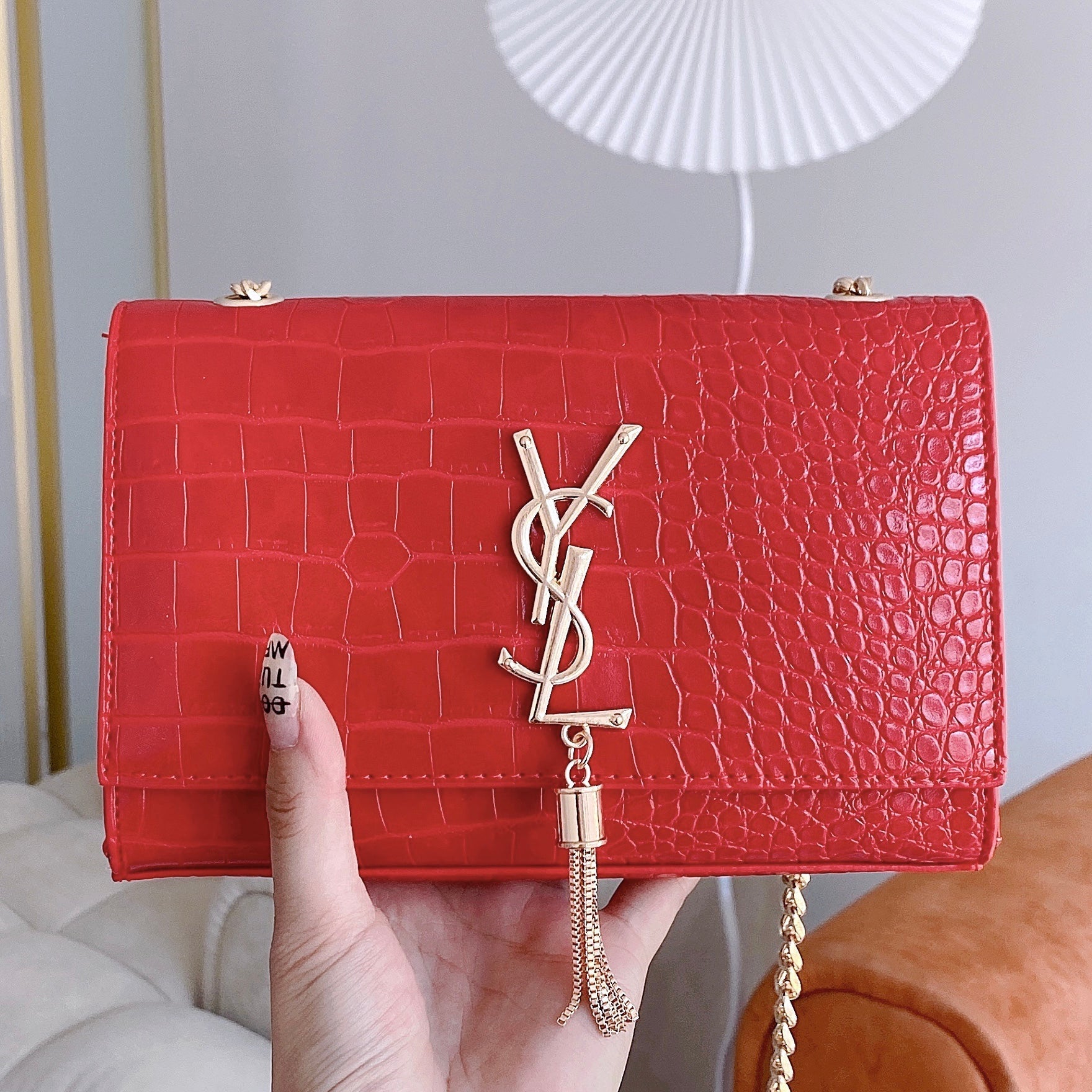 YSL Saint Laurent Fashion Ladies Crocodile Pattern Handbag Shoulder Bag Crossbody Bag