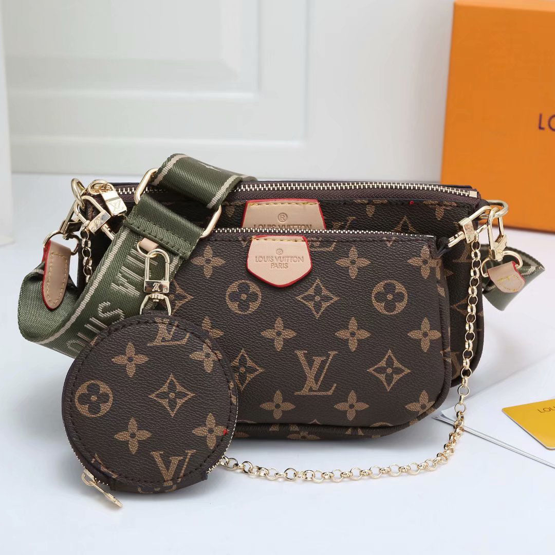 Louis Vuitton LV Hot Sale Classic Ladies Full Letter Three-piece Mahjong Bag Diagonal Bag