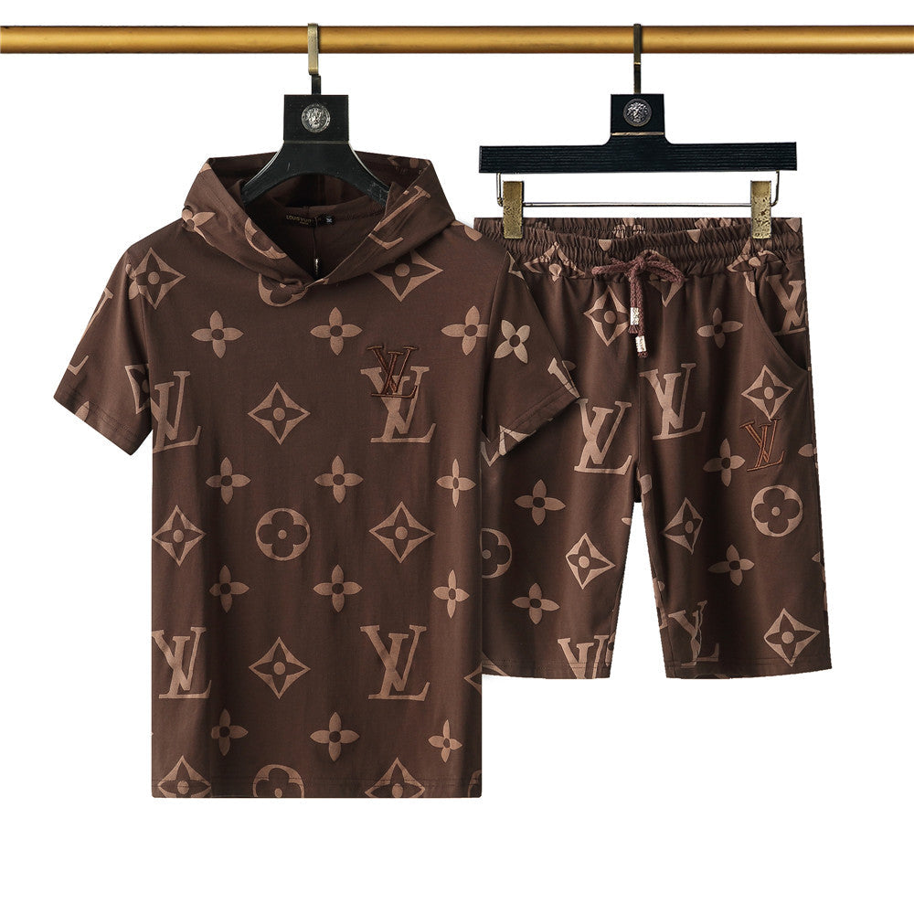 Louis Vuitton LV Hooded Short Sleeve + Shorts Two-piece Set wholesale