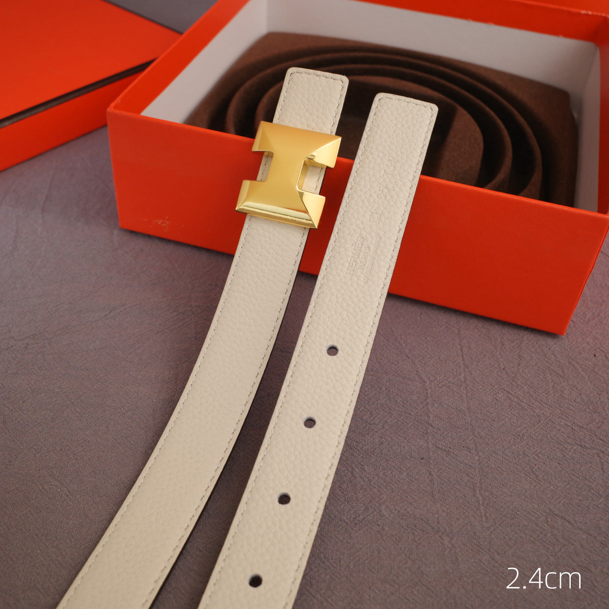 Hermes H Letter Women's Smooth Buckle Belt / 2.4cm