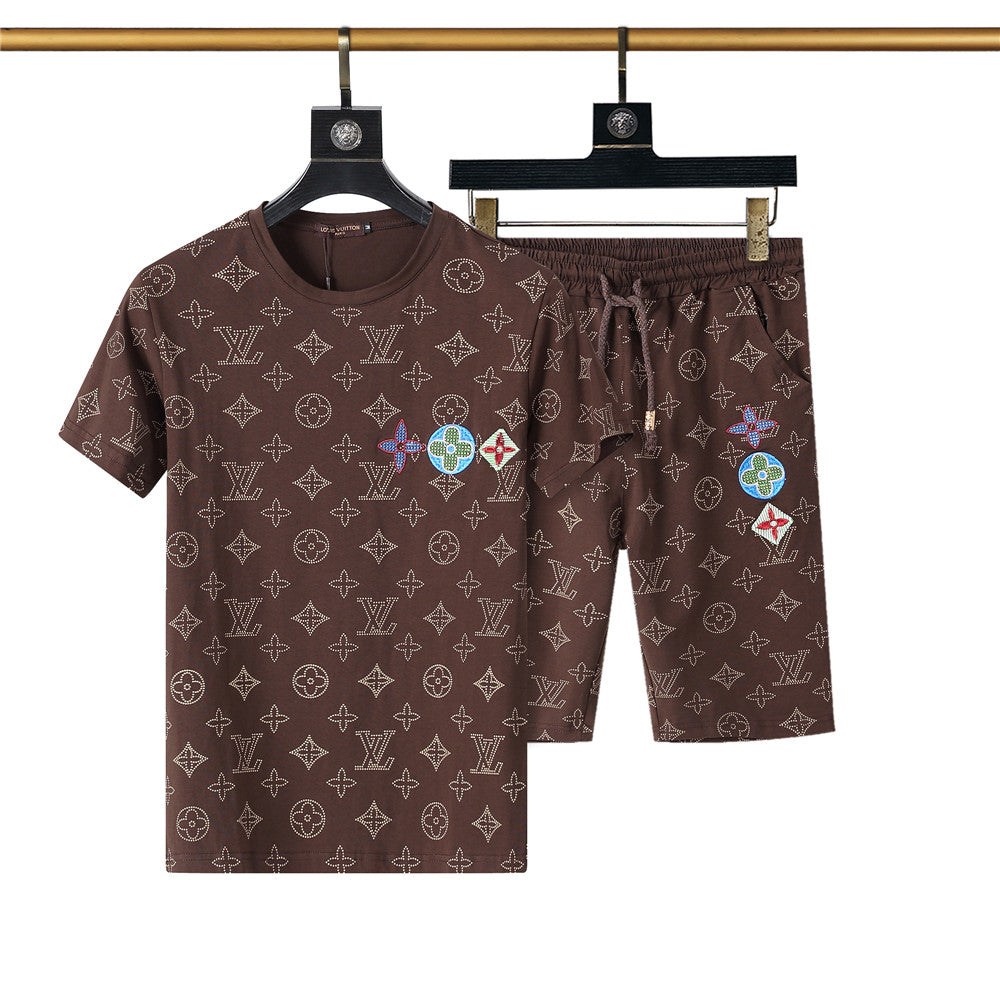 Louis Vuitton LV new round neck short sleeve + shorts two-piece set