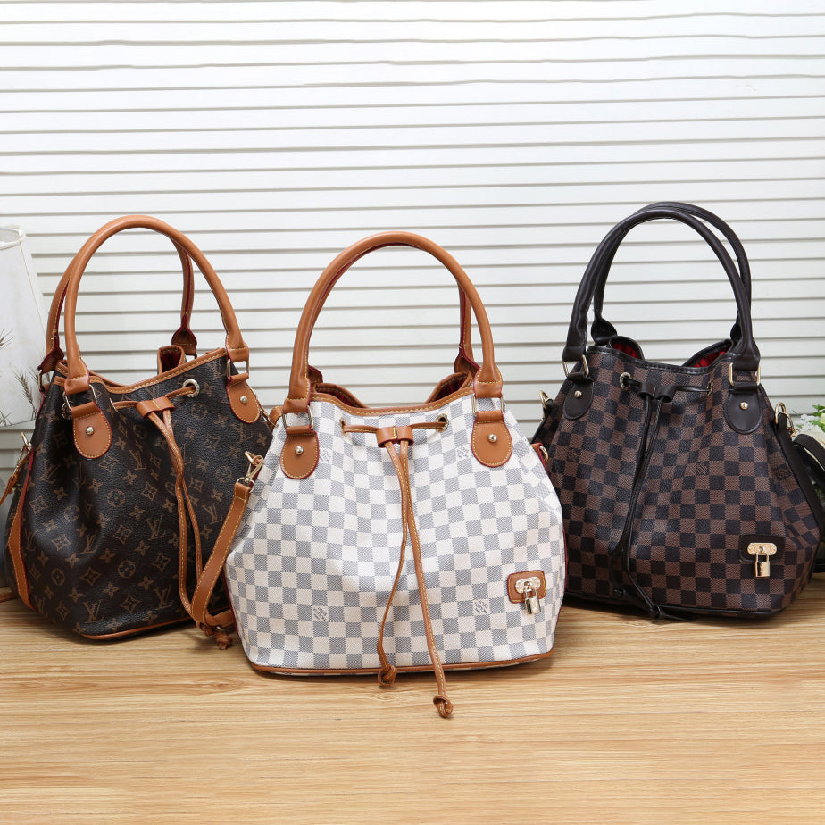 Louis Vuitton LV classic letters stitching color handbag ladies drawstring bucket bag shoulder bag