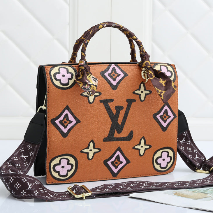 LV Louis vuitton new embossed letters solid color handbag shoulder bag messenger bag