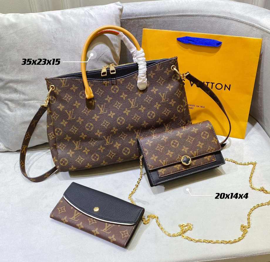 LV Three pieces high quality a set handbag shoulder bag wallet